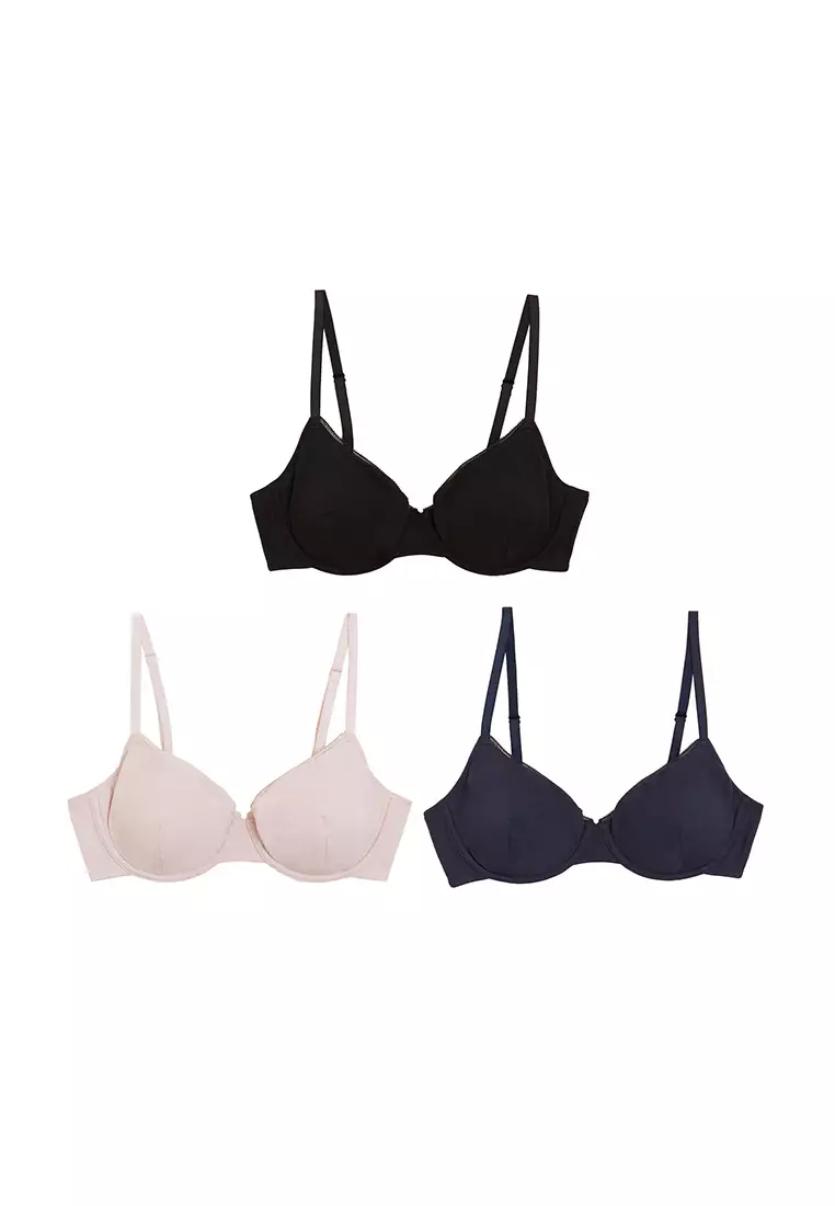 MARKS & SPENCER M&S 3pk Cotton Wired Full Cup Bras A-E - T33/2104 2024, Buy MARKS & SPENCER Online