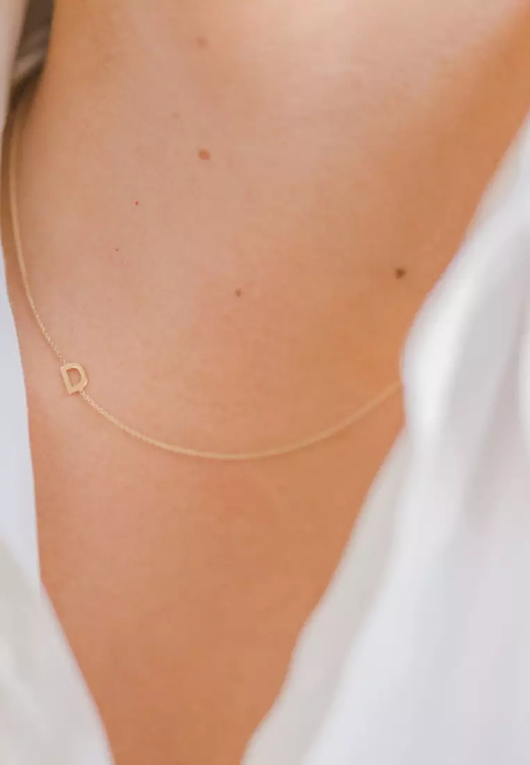 Lettera D 18K Gold Necklace in 16”
