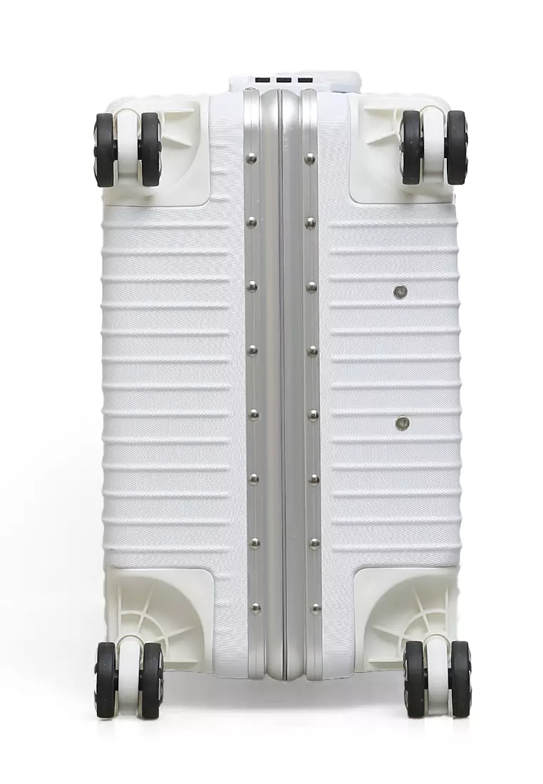 Austin Koper Unisex Classic Design Size 24 Inch Travel Bag Large Compartment TSA Lock Material Frame Alumunium Alloy ORIGINAL - White