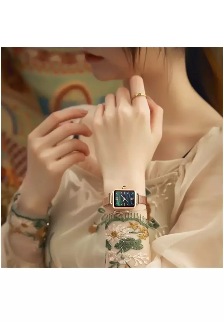 Jam Tangan Cewek kreatif baru wanita jam tangan quartz square wanita rose gold luxury band