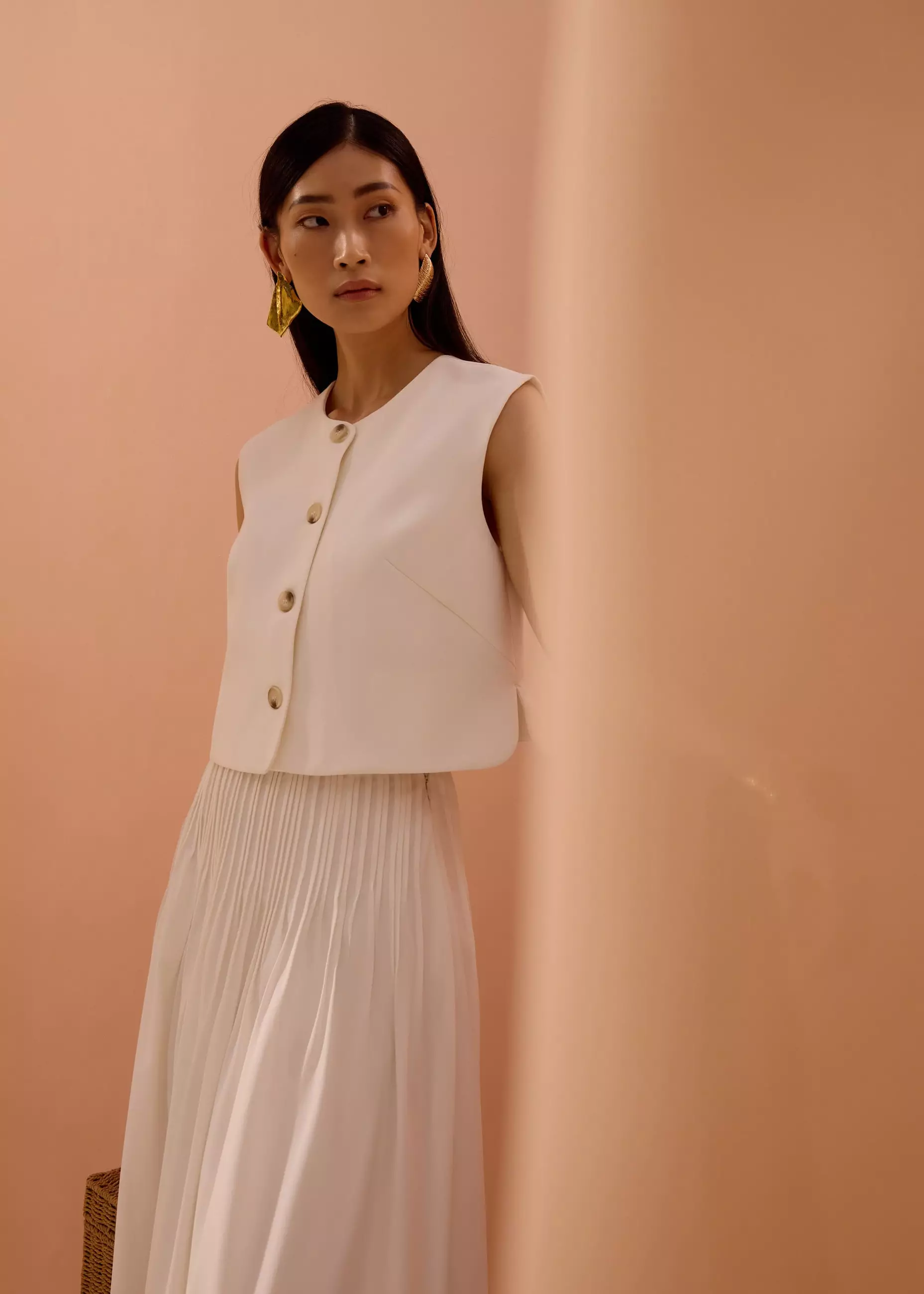 Atasan Wanita - Sammie Boxy Button Down Crop Top