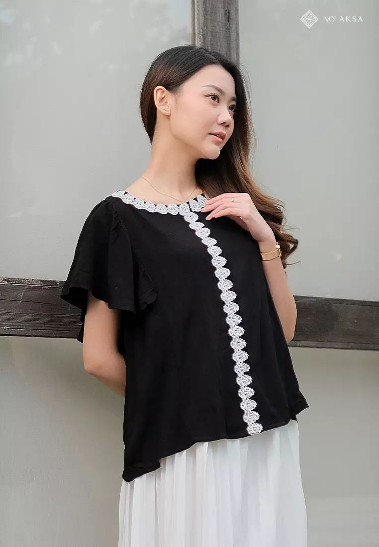 My Aksa Batik Blouse Rayon Wanita Aura Black