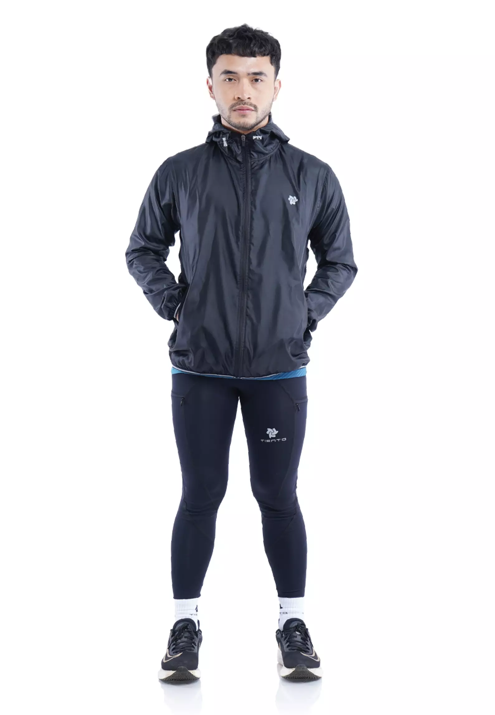 Tiento Jaket Hoodie Running Tracktop Jacket Olahraga Jogging Lari Sports Erazzor