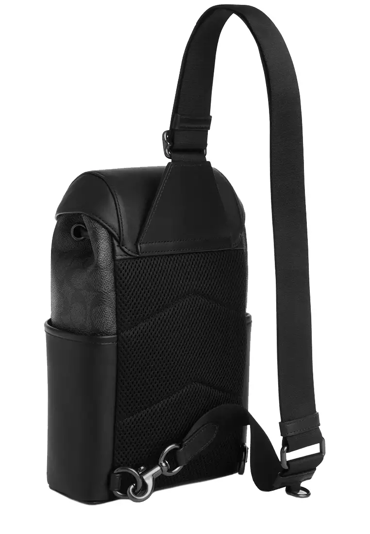 Racer Pack Bag In Signature in Charcoal/ Black CT712