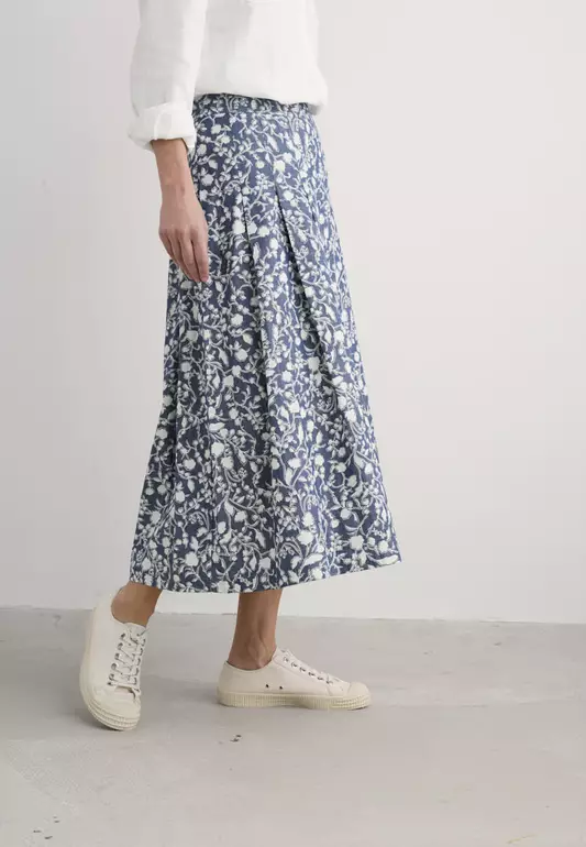 Seasalt Cornwall Blue Jamboree Chambray Midi Skirt