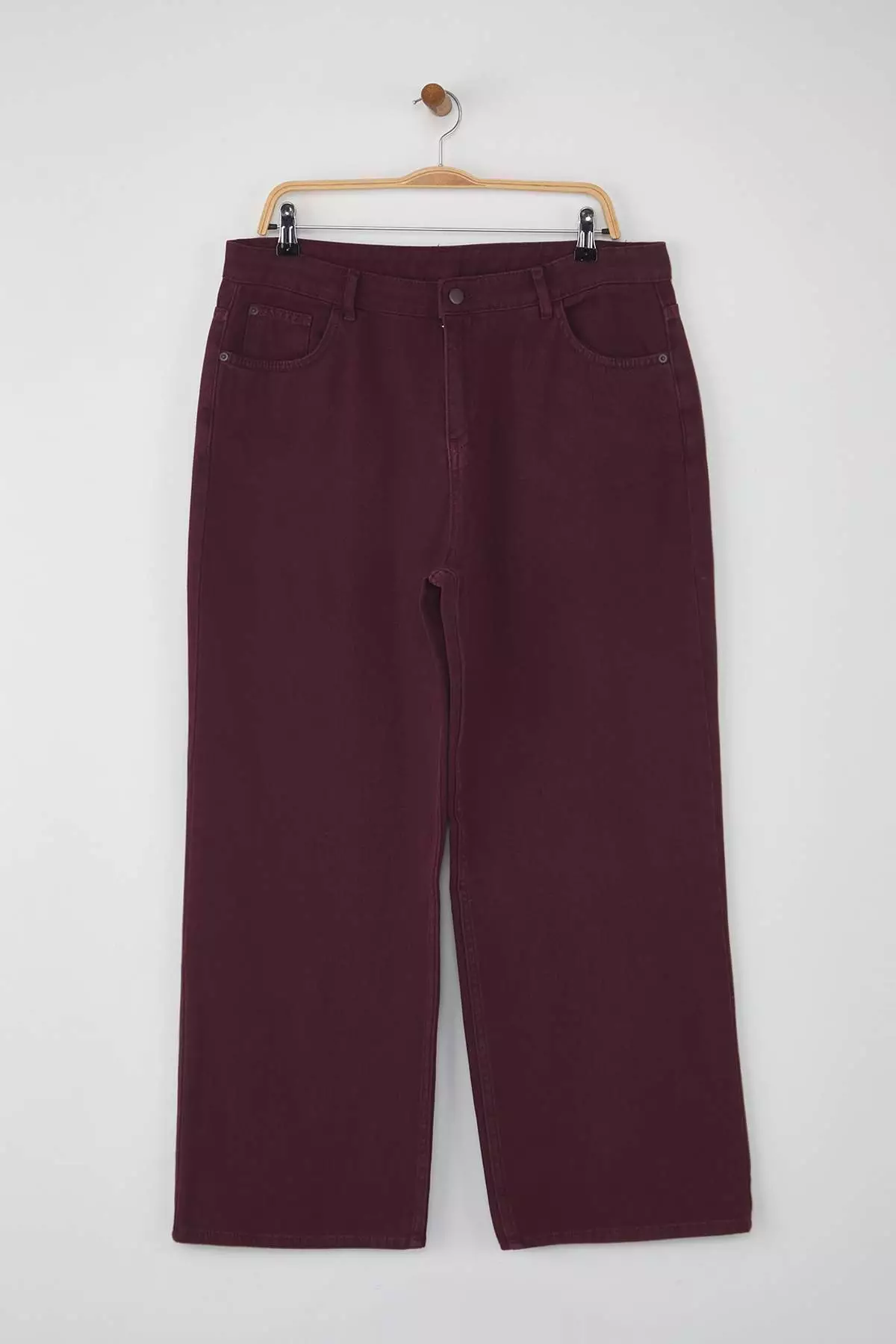 Burgundy High Waist Wide Leg Plus Size Wide Leg Jeans
