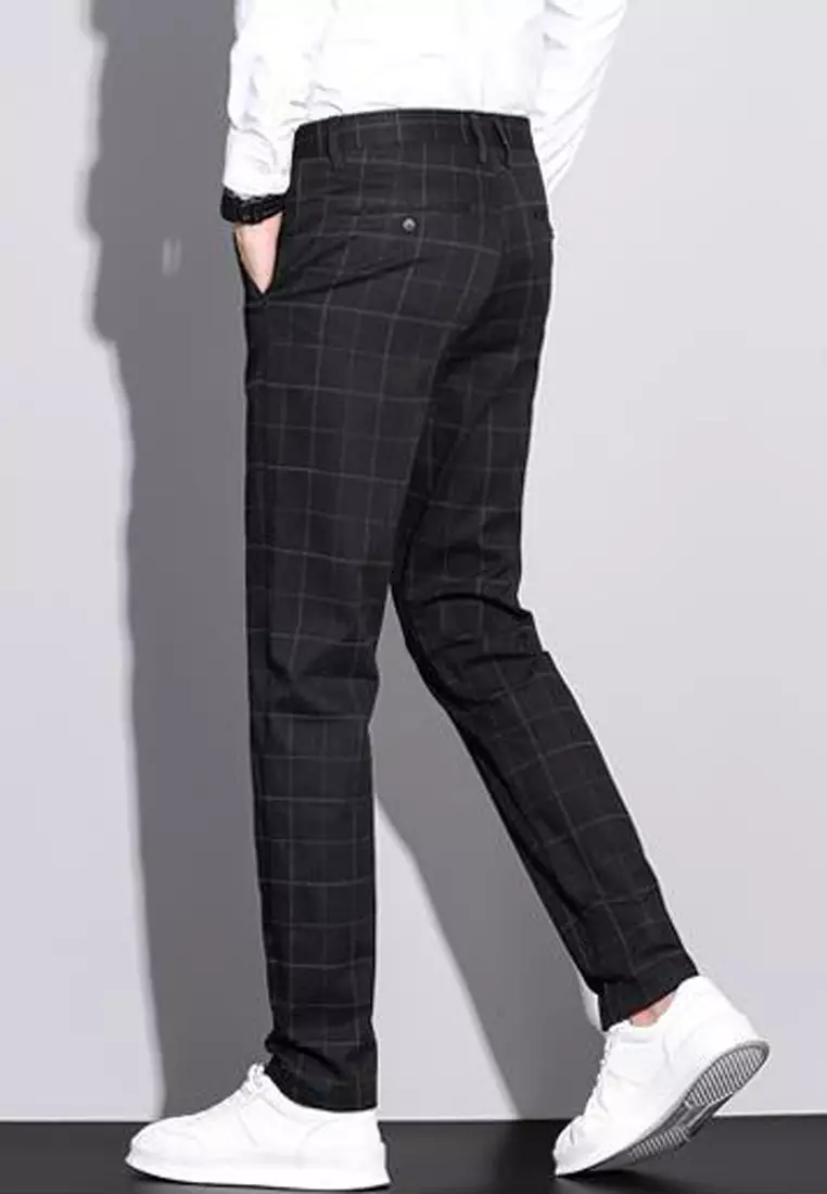 Checked Slim Fit Suit Pants