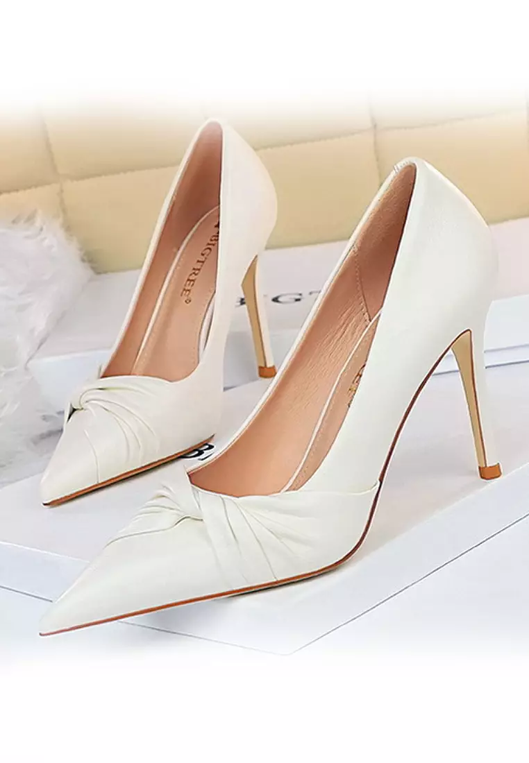 White pointed high best sale heels