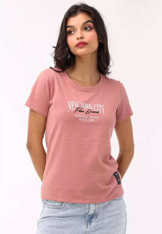 Round Neck Streaky Short Sleeve