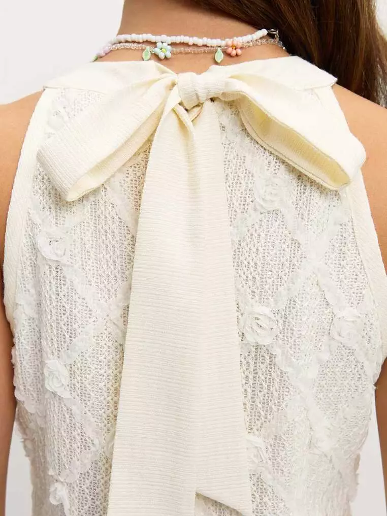 Floral Bow Tie Dress - White