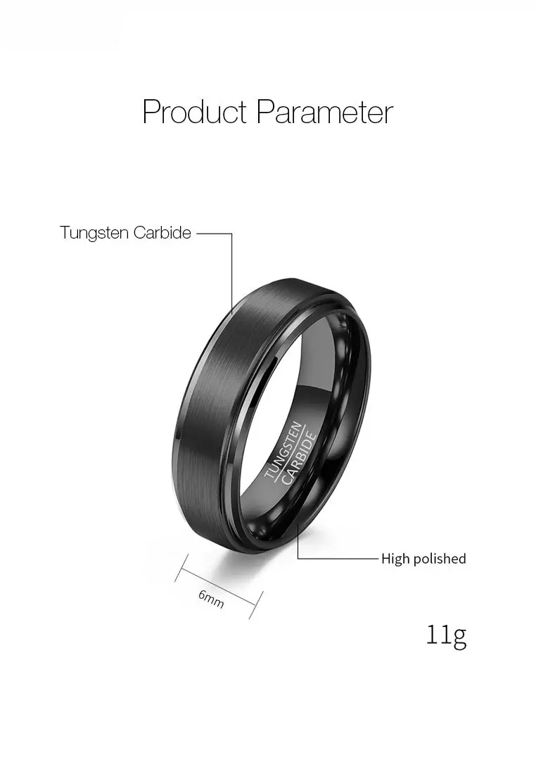 6mm Minimalist Chic Brushed Tungsten Carbide Ring JW QF-017.a