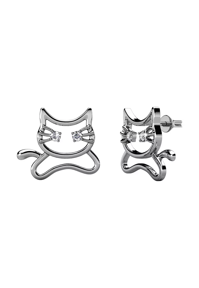 Meowy Earrings WG - Anting Crystal Swarovski by Her Jewellery