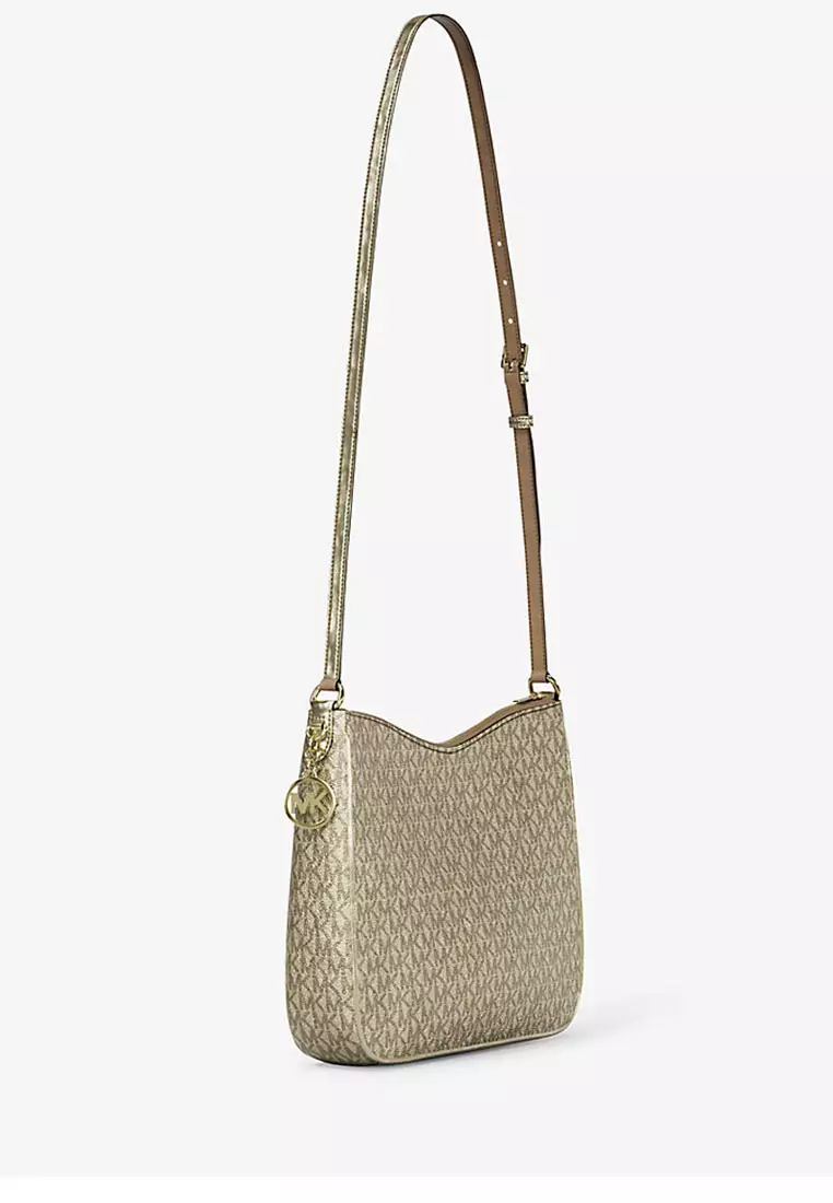 Nayla Medium Metallic Signature Logo Messenger Bag