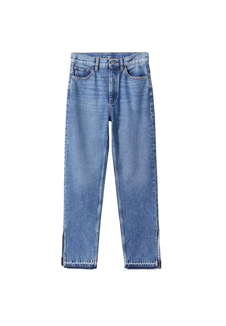 High-Rise Straight Jeans With Slits