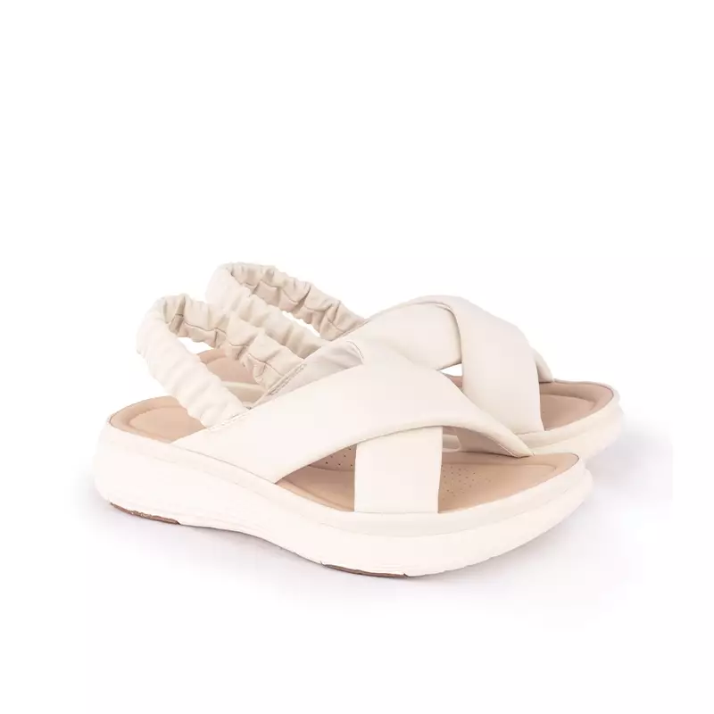 Sandal Strap Sling Back Wanita Casual Gino Mariani Brianna Off White