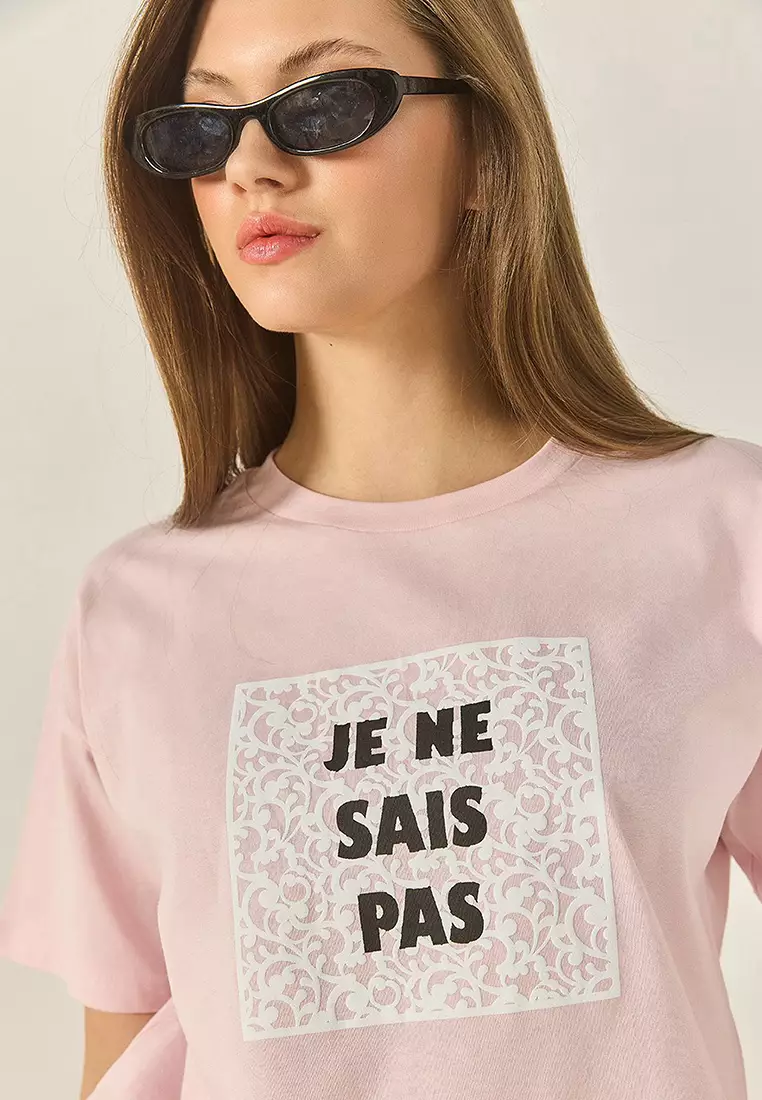 Women's Crew Neck Short Sleeve Printed Cotton Loose T-Shirt 5447 60283289