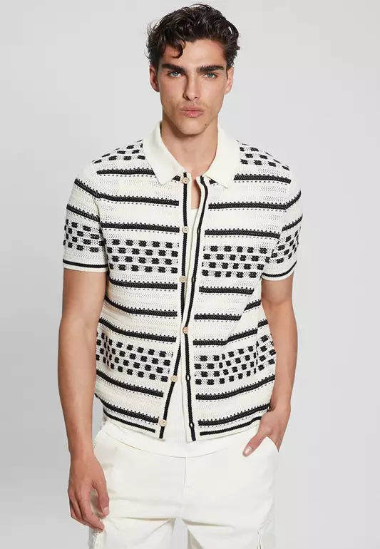 Short Sleeves Checker Stripe Slater Polo