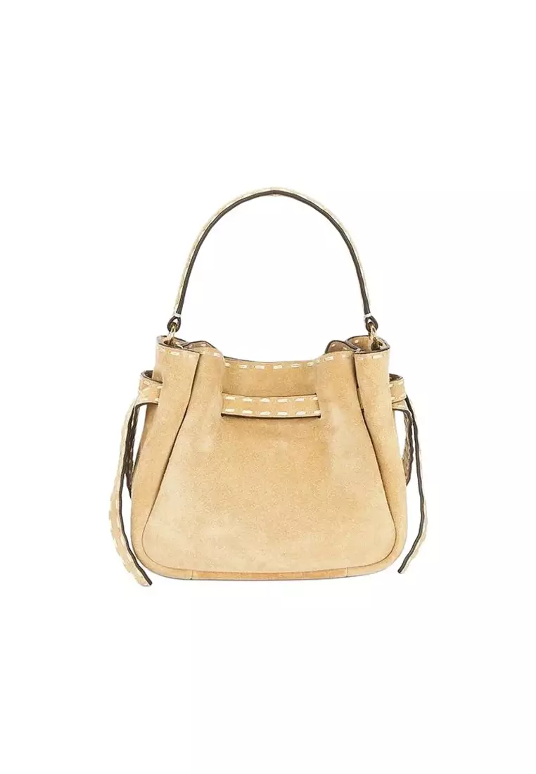 Buy TORY BURCH Women's Mini Romy contrast-stitch Suede Bucket Bag in ...