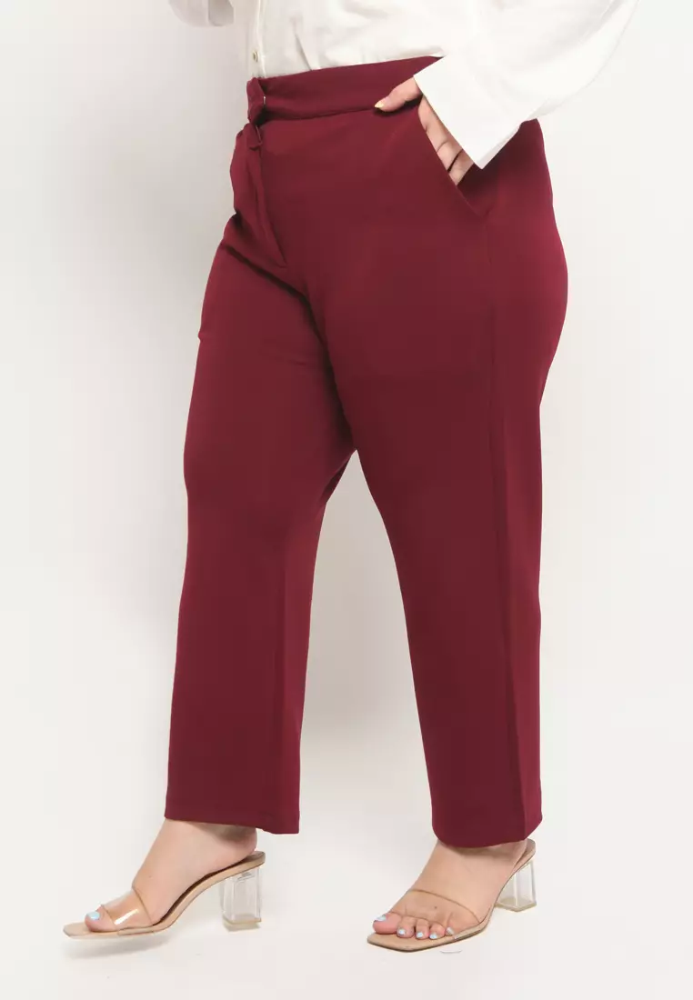 Plus Size Pants Regular Fit Anais Maroon