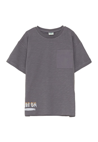 LC WAIKIKI grey Printed Organic Cotton Boys T-Shirt 47DA7KABDF9B29GS_1