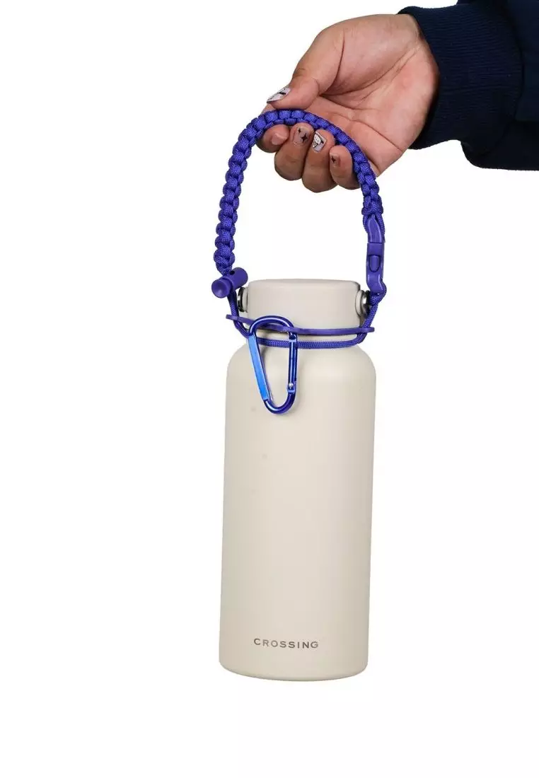 Crossing Paracord Bottle Carrier Strap with Carabiner - Dark Blue