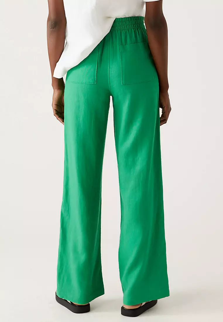 Linen Rich Wide Leg Trousers