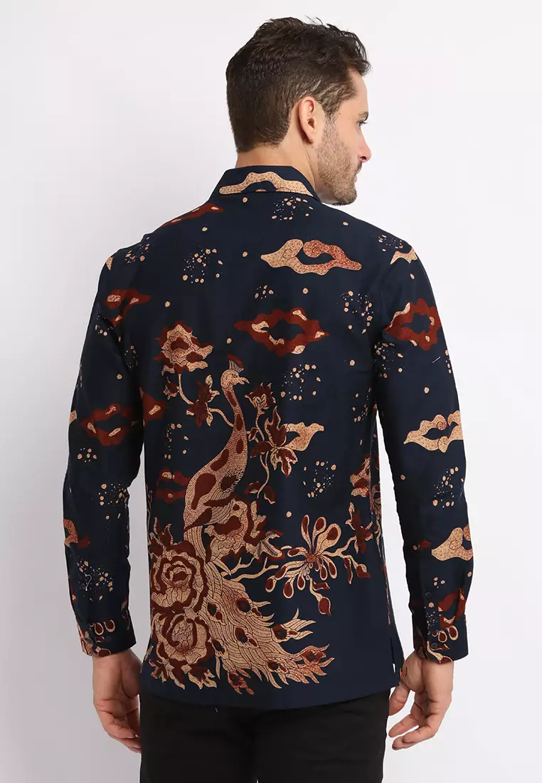 MAGINOT SANJAYA NAVY Batik Slim Fit Lengan Panjang