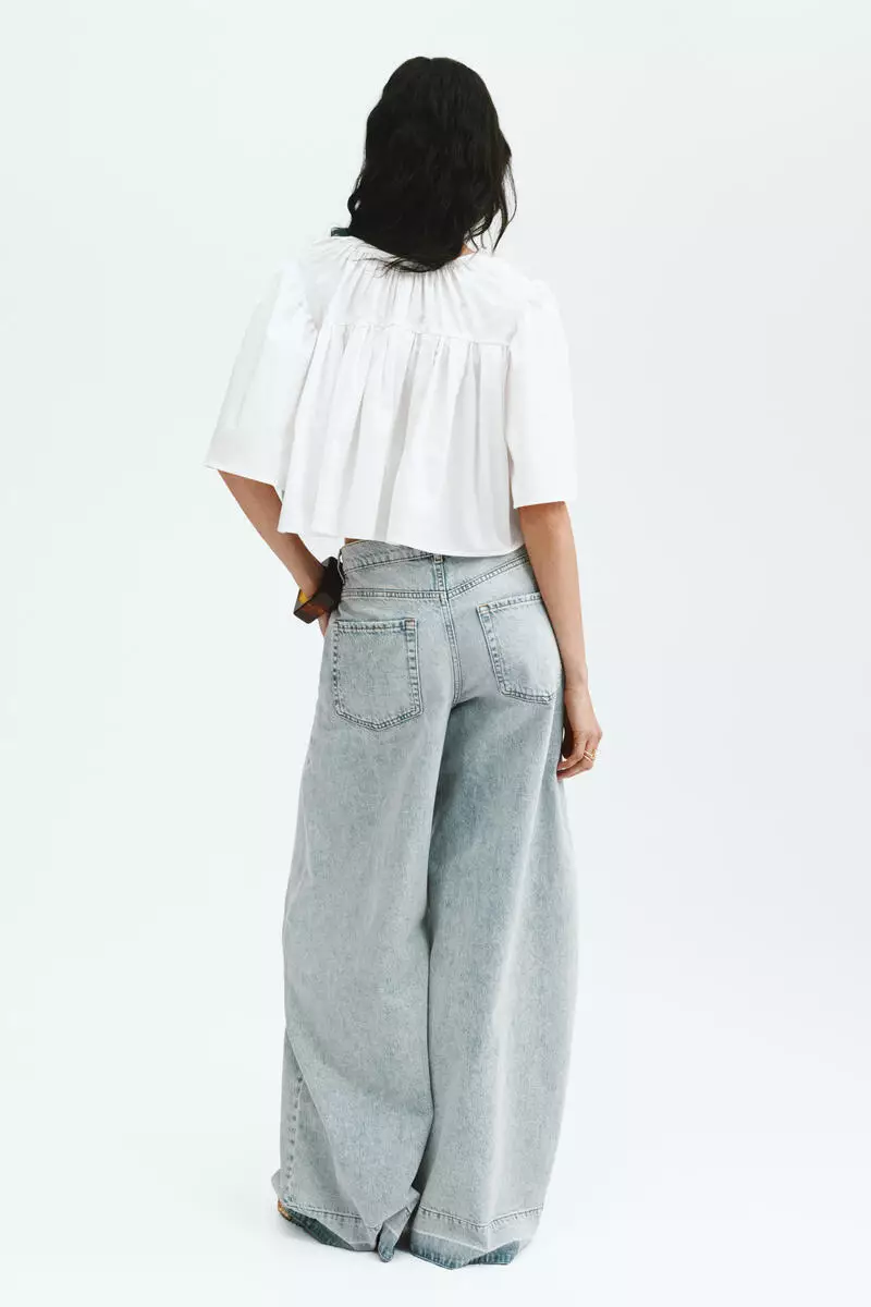 Cropped cotton blouse