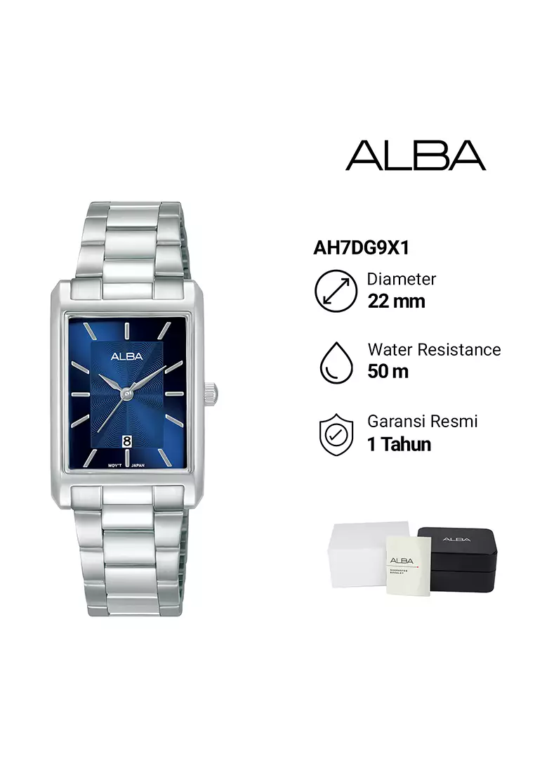 Alba Fashion - Jam Tangan Analog Wanita - Silver Case Blue Dial - Stainless Steel - AH7DG9X1