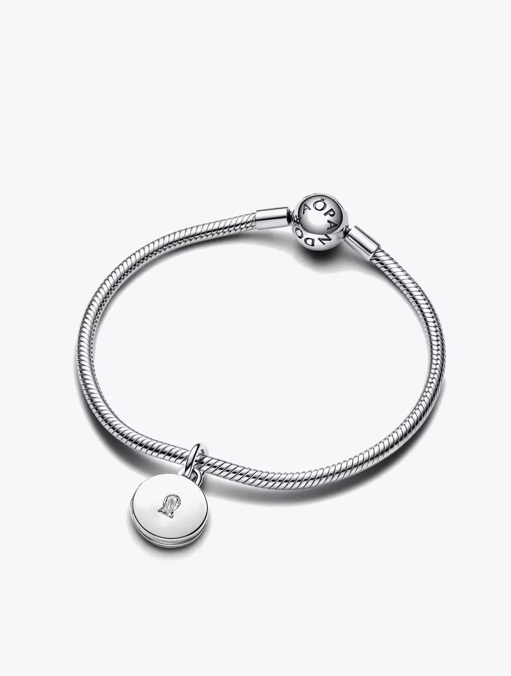 Key hole engravable locket sterling silver dangle with clear cubic zirconia