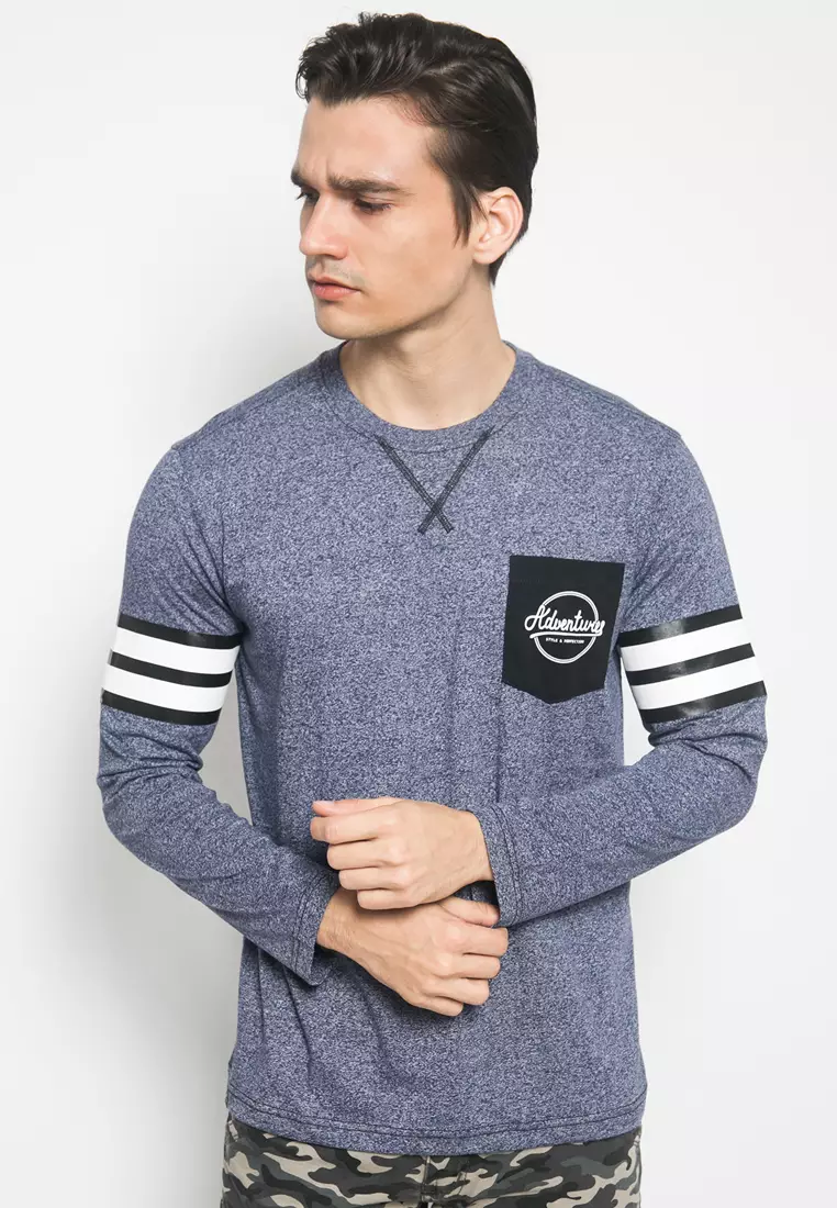 Johnwin - Kaos Casual - Kaos Lengan Panjang - Biru - ATS.628.M372.01.C L/S