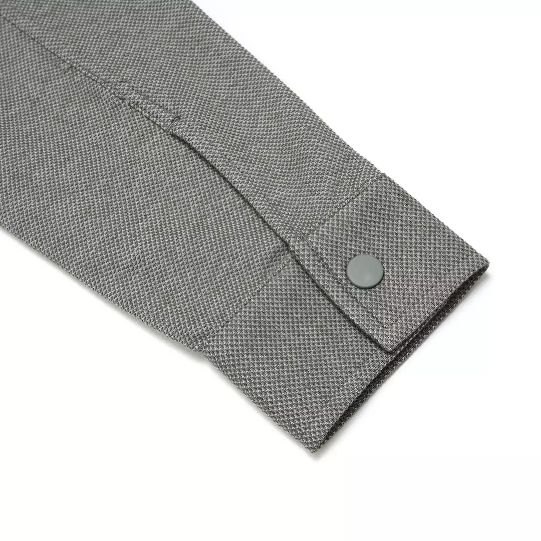 Double Pockets Snap Button Jacket Grey