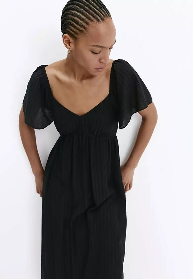 Textured Dress With Gathered Detail