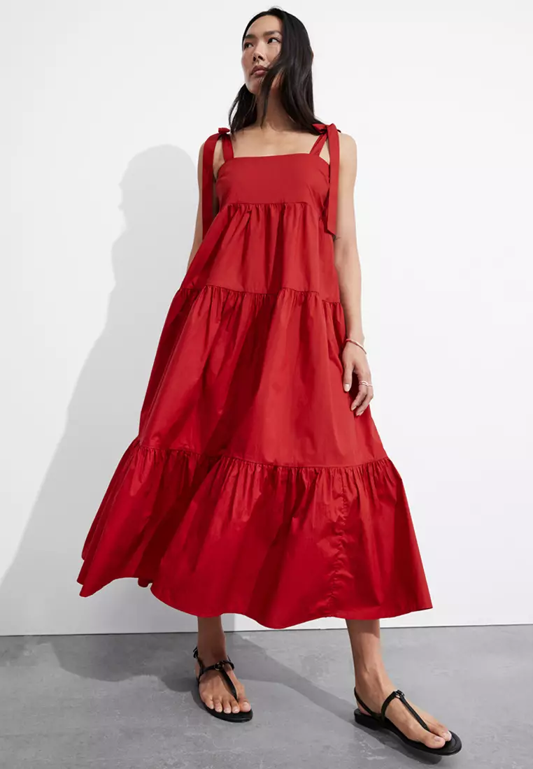 Tiered Tie-Strap Midi Dress