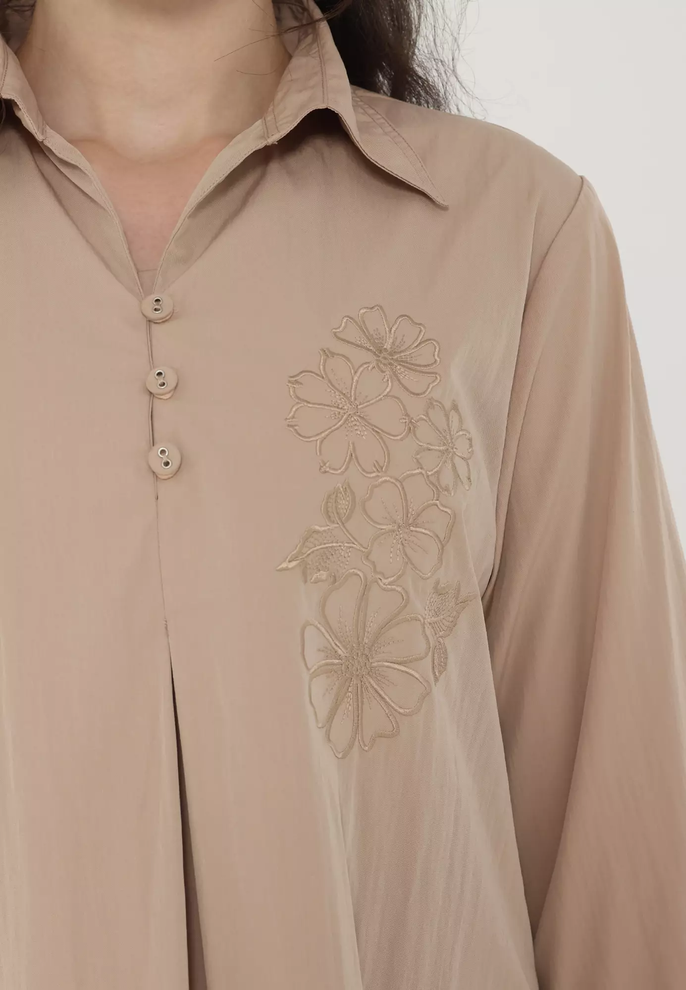 Blouse Chocolate V Neck Casual Arlette By Brilliant Girl Warna Coksu