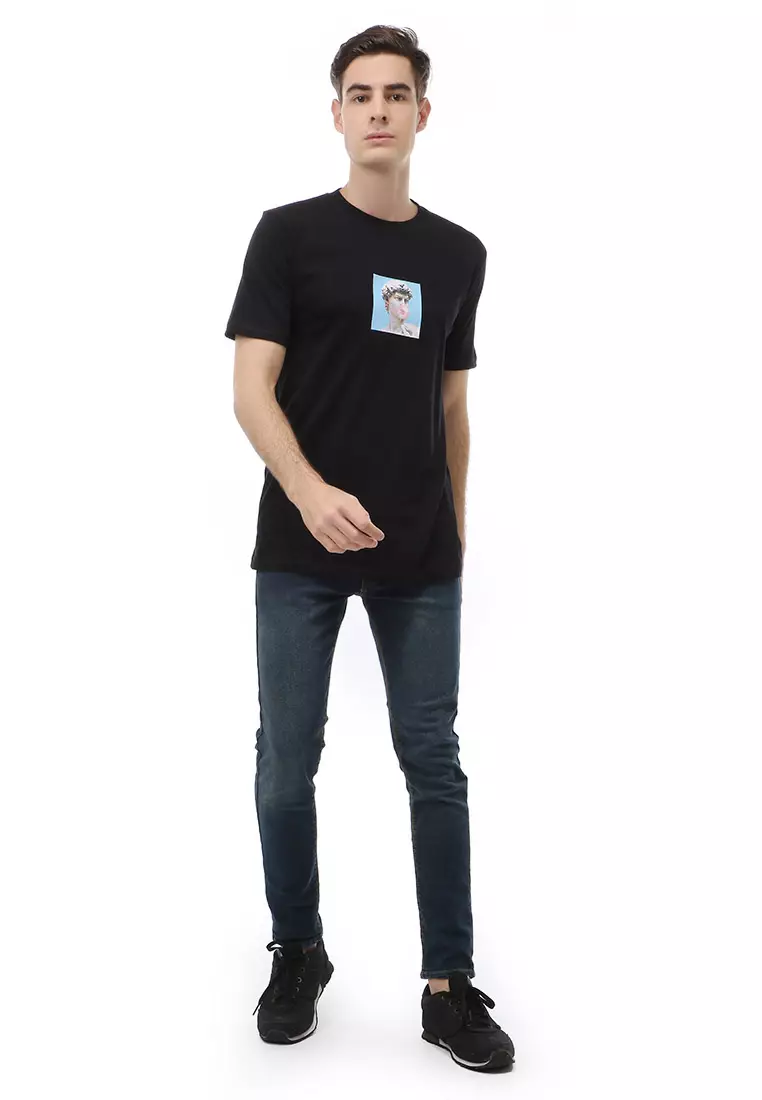 Jack T-Shirt Atasan Kasual Kaos Pria Patung Parody Lengan Pendek Material Cotton ORIGINAL - Black