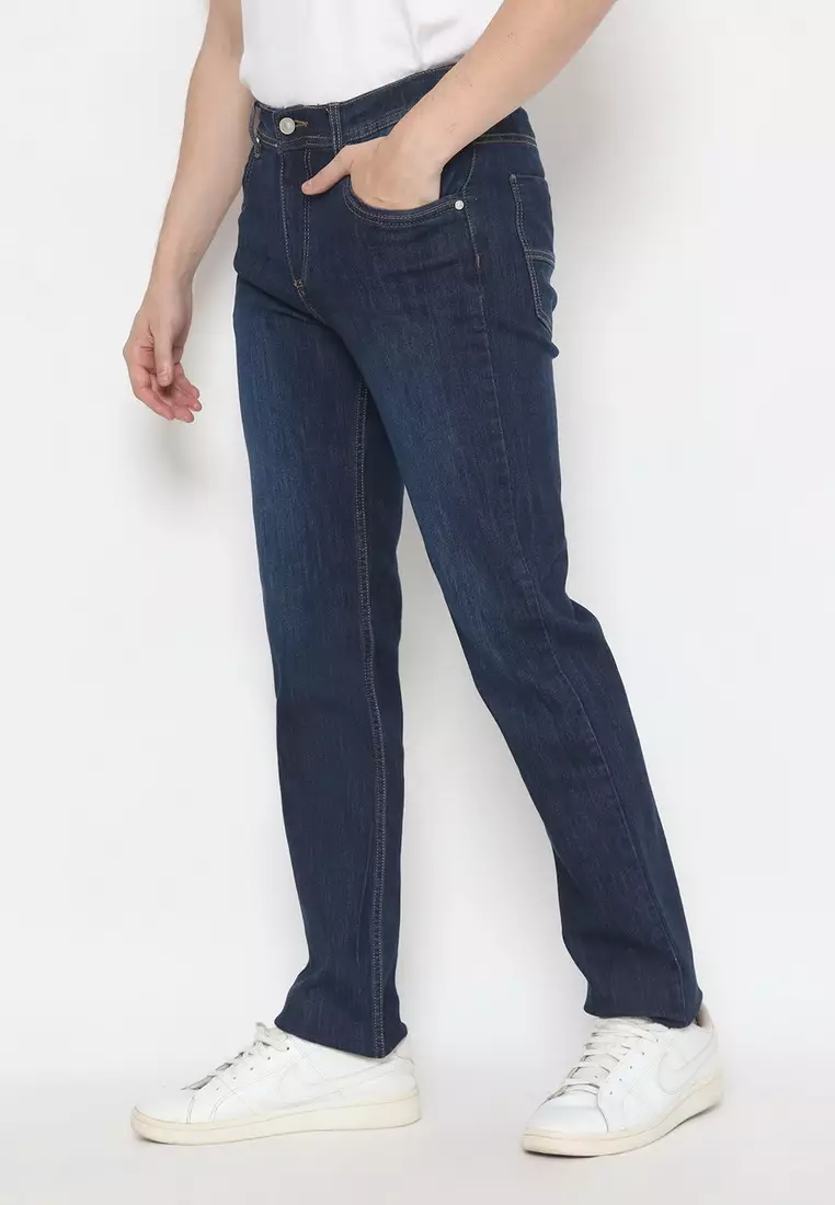 POLICE Celana Jeans Panjang V Pocket Biru Pria