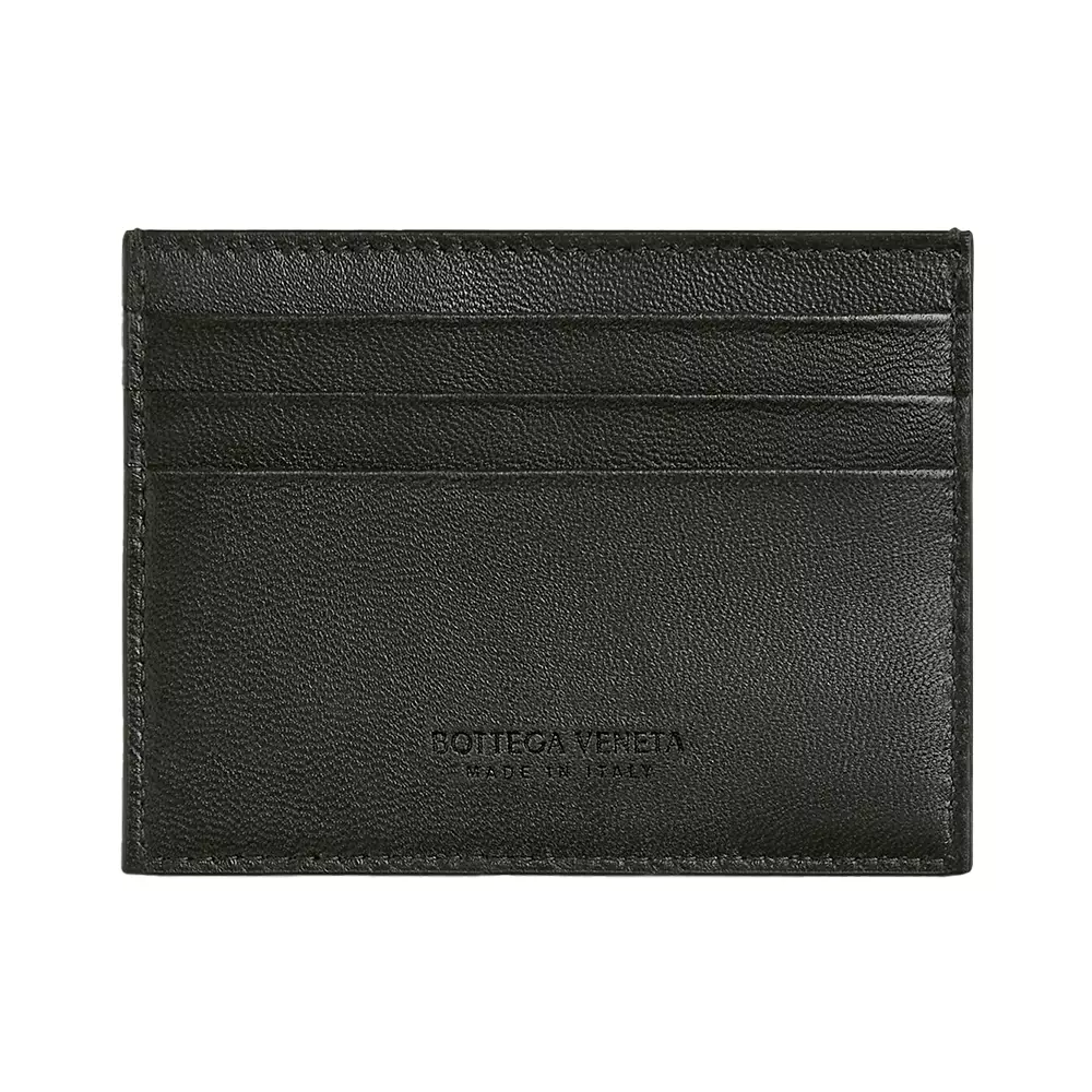Intrecciato Diagonal Credit Card Case Dark Green