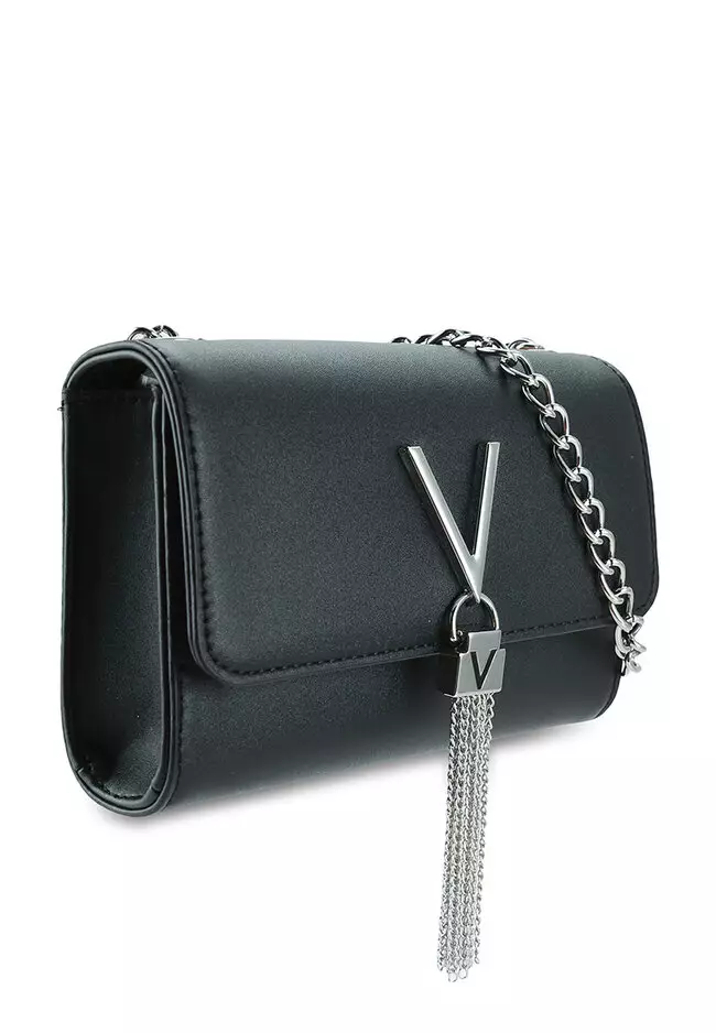 Valentino by mario valentino divina foldover best sale tassel detail cross body bag in black