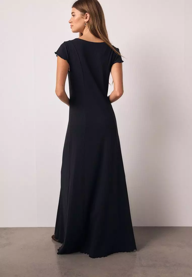 Short Sleeve Jersey Button Through Maxi Dress