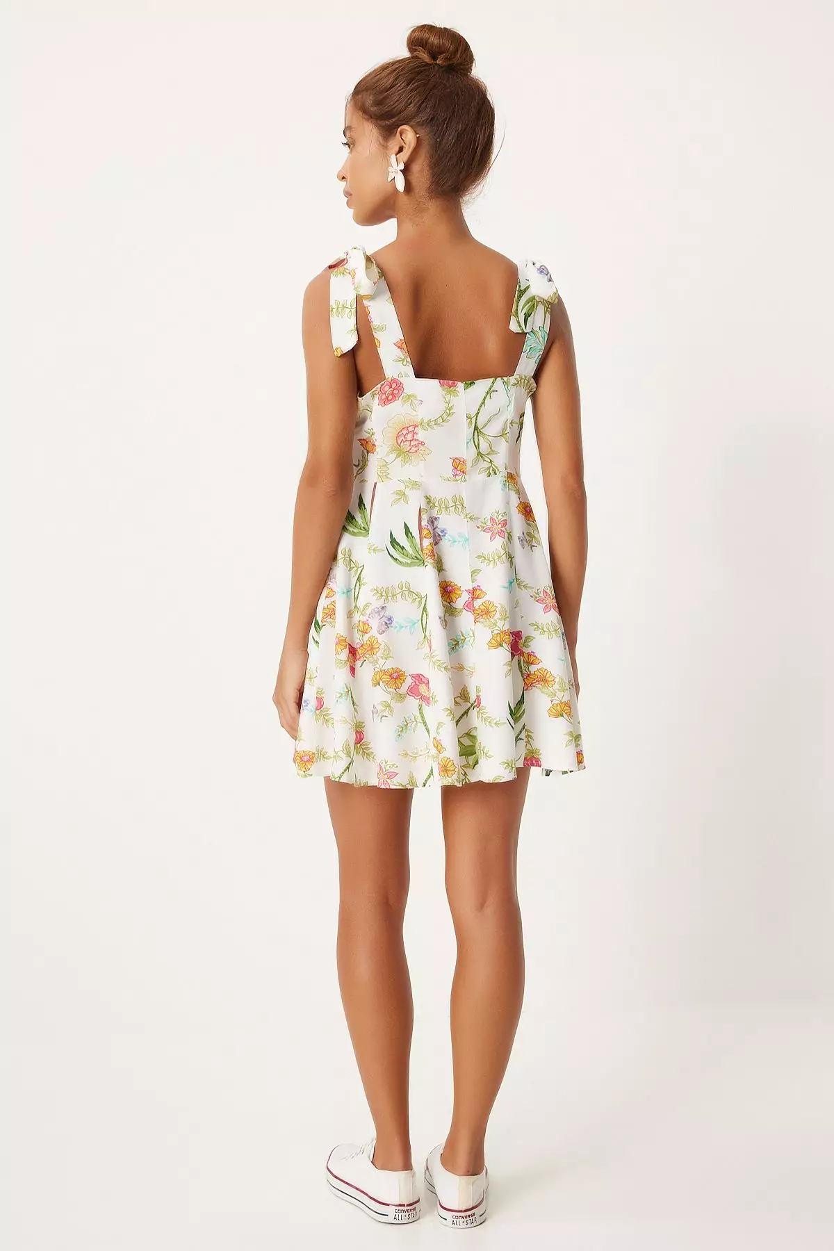 Ecru Patterned Mini Hanging Regular Dress