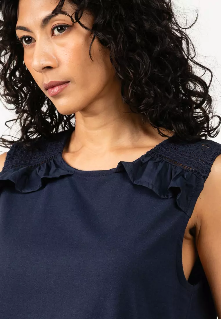 Okra Sleeveless Crochet Top