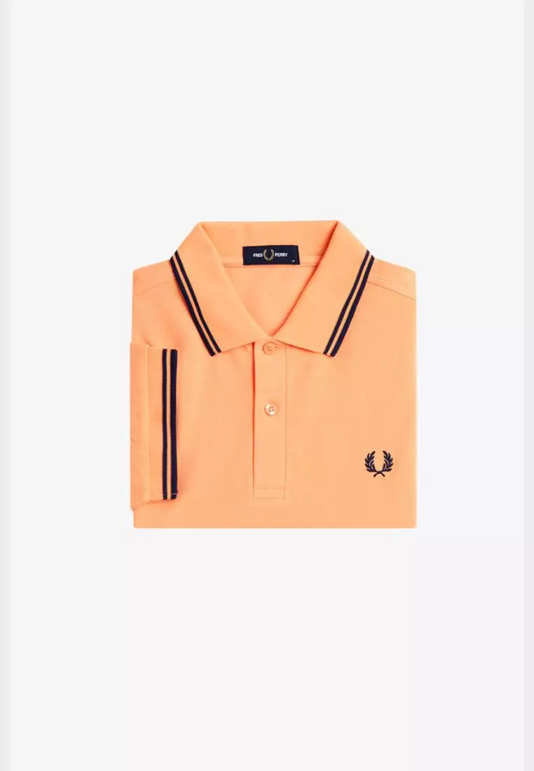 Fred Perry M3600 Twin Tipped Fred Perry Shirt (Peach / French Navy / French Navy)