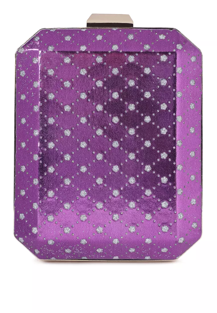 Purple Metallic Cut Out Clutch Bag