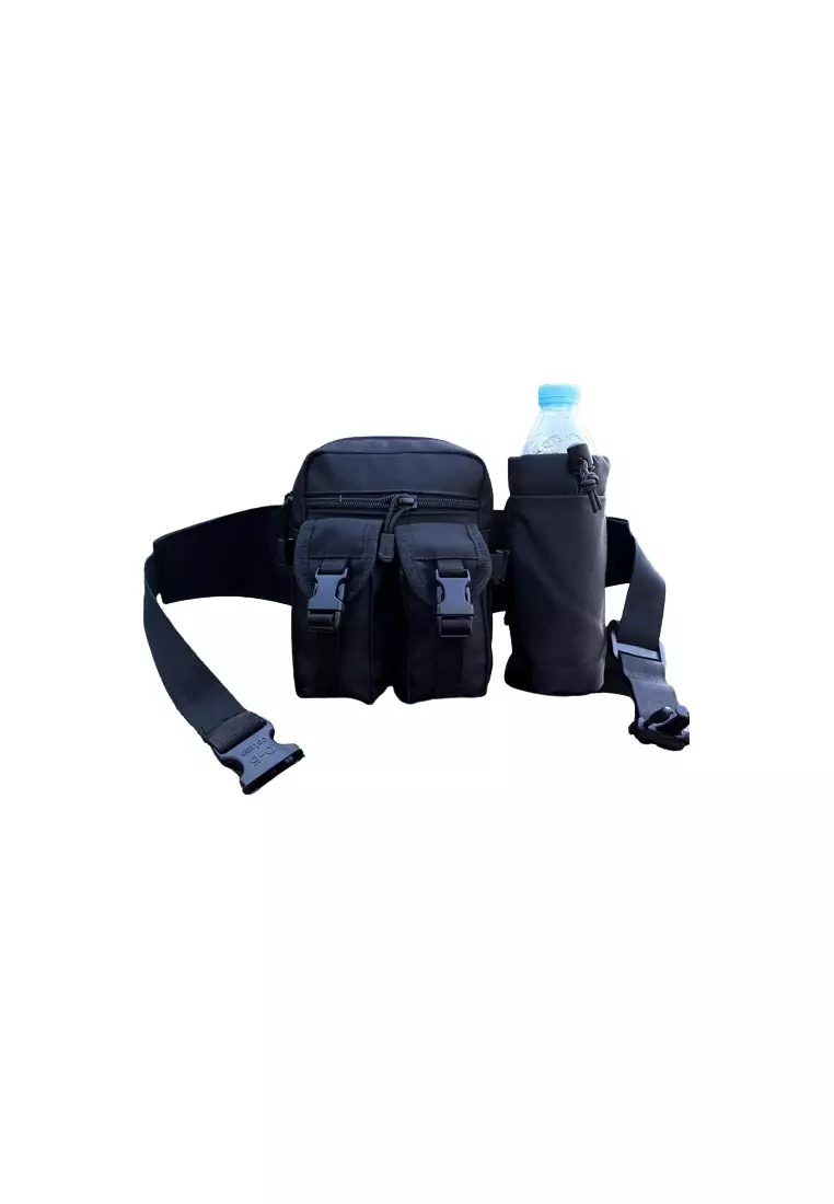 Tas Pinggang Pria Waistpack Waterproof Water Bottle Slot - Black