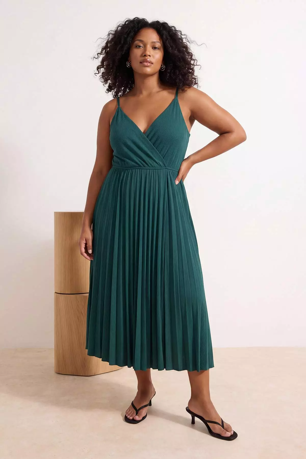 emerald green ribbed dress Ruffled Ribbed Dress-Emerald Night main image 0