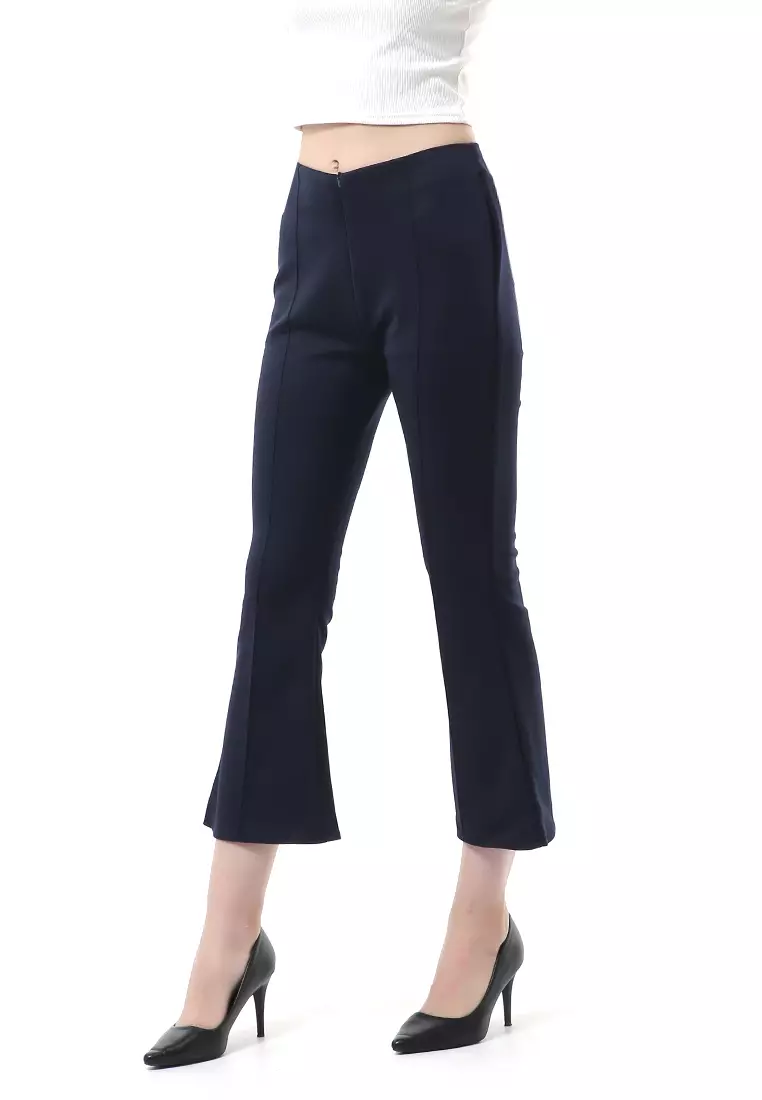 Stella Celana Kerja Wanita Long Pants Cutbray Simple Design Material Scuba ORIGINAL - Navy