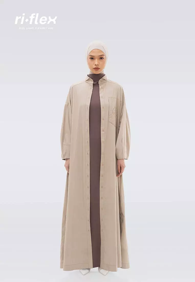 Ria Miranda Brown Comfy Long Sleeve Dress