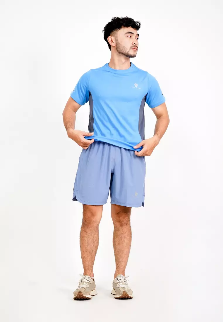 Tiento Setelan Olahraga Kaos Lari Short Sleeve Dry Fit Xlite Cabana Lengan Pendek Baju Running Celana Pendek Gym Fitness Sport Extra Lite Blue