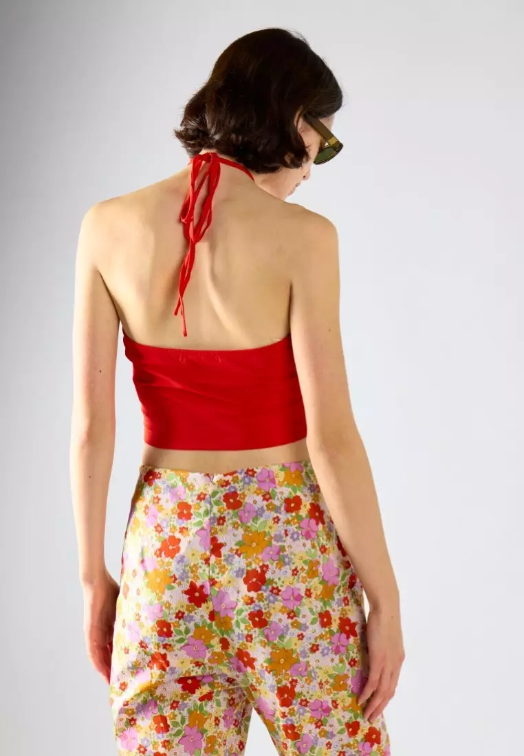 Tie Neck Halter Crop-Top